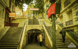 Amelie Poulain film locations Montmartre Paris France travel screenshots Lamarck Caulaincourt metro station